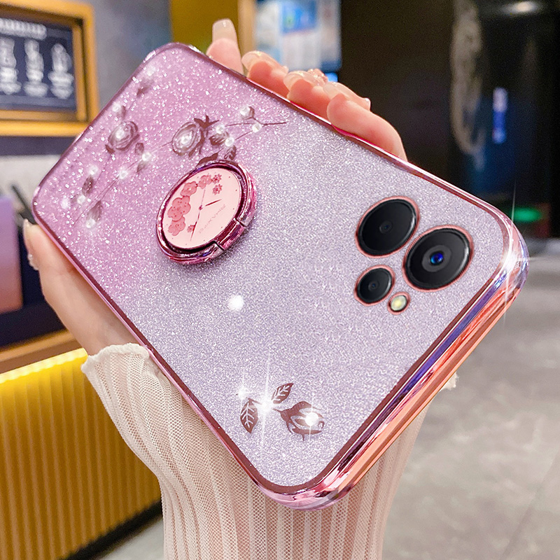 opporeno10手机壳玫瑰花支架