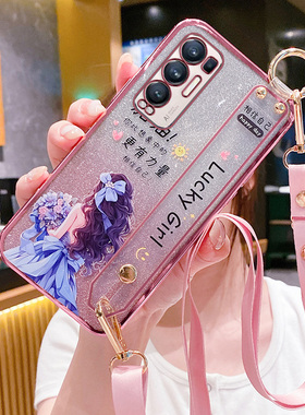 适用于opporeno5pro十手机壳reno5por保护5G硅胶套oppo镜头全包oppreno防摔软壳reno加0pp0腕带斜挎挂绳少女