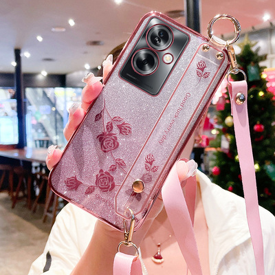 oppoA1s手机壳玫瑰花挂绳