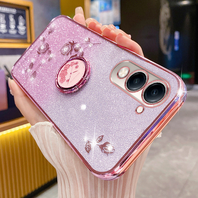 艾欧芭适用vivoy37c手机壳vivo保护y37c硅胶套V2442A镜头全包防摔voviy透明软壳voy女丫闪粉玫瑰指环支架花钻