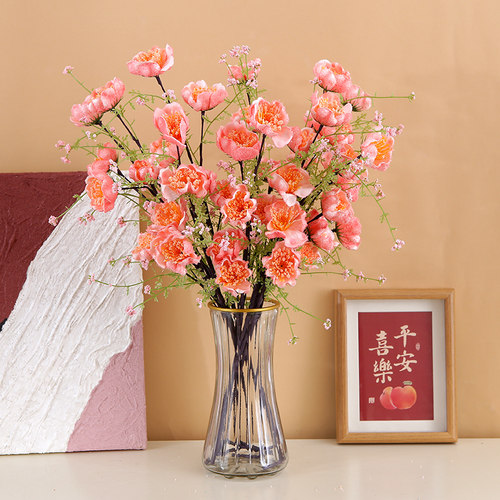 仿真花粉蝶假花客厅餐桌装饰品摆件杜鹃花彩蝶花婚礼摆设花束绢花