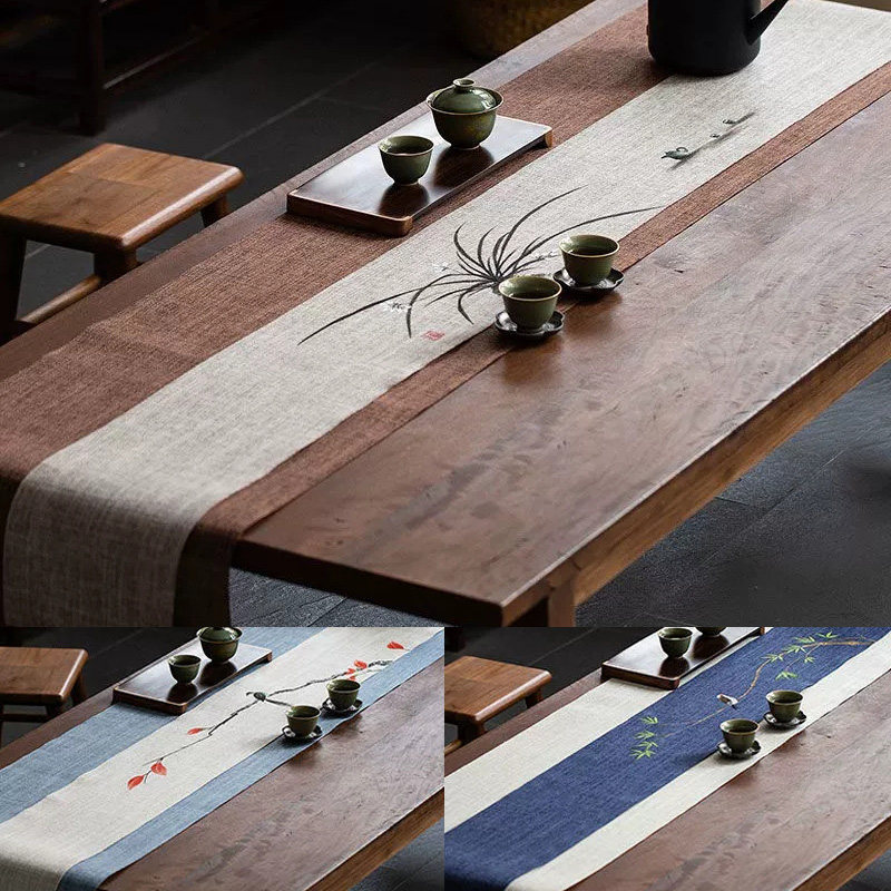 手绘茶席中式禅意桌旗防水棉麻布艺茶桌布茶盘垫茶旗茶道茶具,居家布艺,茶席,淘宝优惠券,粉丝福利购,淘宝优惠卷