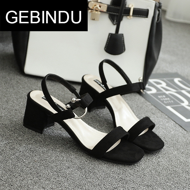 GEBINDU2018新款凉鞋女士夏季方根百搭韩版学生简约性感 舒适港味