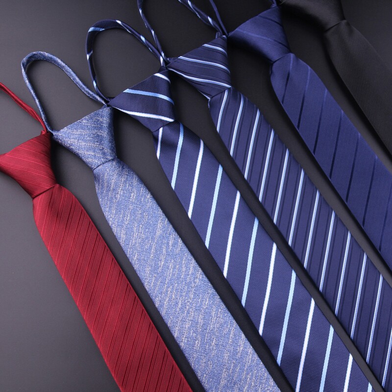 懒人韩版男士窄版6cm拉链领带英伦休闲结婚女黑色一拉得正装商务