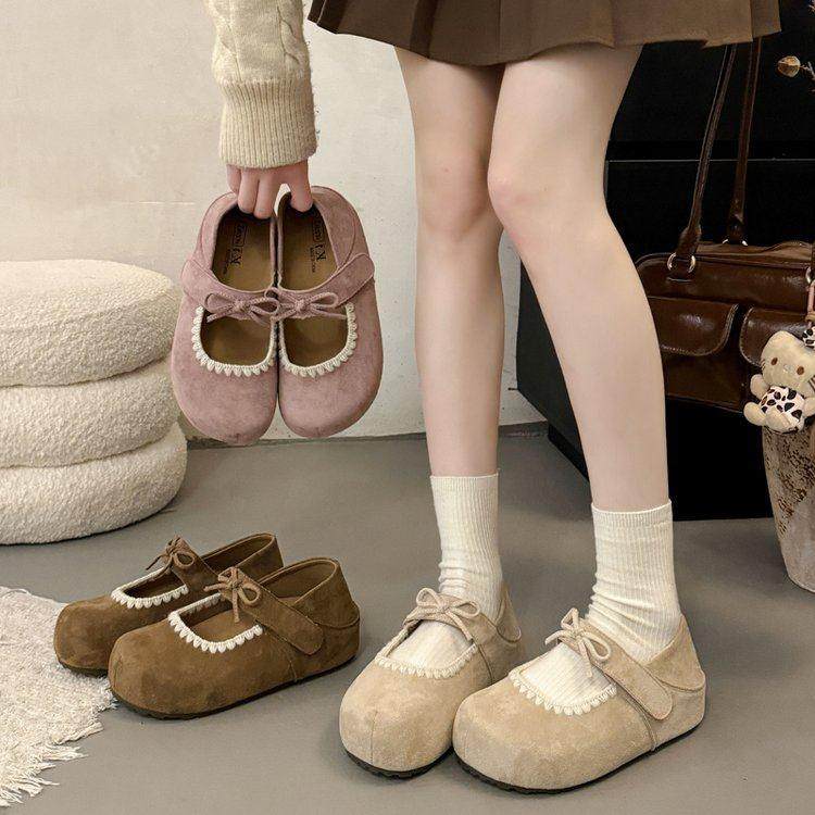 春秋甜美刺绣花边厚底玛丽珍鞋女2026蝴蝶结一字扣内增高百0125z,女鞋,勃肯鞋/软木鞋,淘宝优惠券,粉丝福利购,淘宝优惠卷