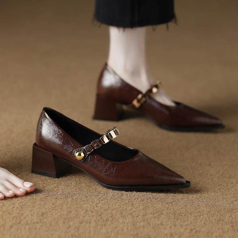 高跟鞋子女2026新款尖头绝美玛丽珍女鞋美拉德早春款粗跟单0126w,女鞋,浅口单鞋,淘宝优惠券,粉丝福利购,淘宝优惠卷