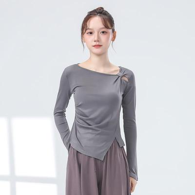 现代舞蹈服女新款修身长袖设计感镂空瑜伽上衣古典舞练功服0619z