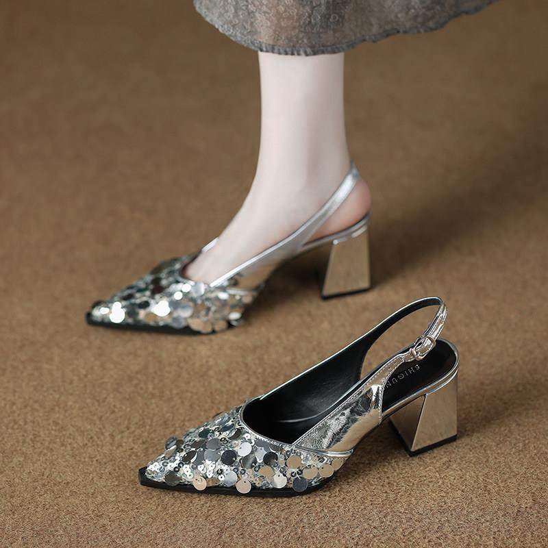 2026春夏季新款尖头时尚高跟鞋不露银色凉鞋0126w,女鞋,浅口单鞋,淘宝优惠券,粉丝福利购,淘宝优惠卷