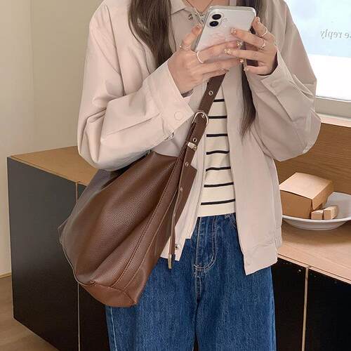 单肩包美拉德复古斜挎包包女新款潮韩版托包百搭大容量通勤1007k