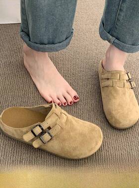 女春单勃肯鞋厚底内增高鞋2026夏新款包头半拖鞋外穿凉鞋软0123k
