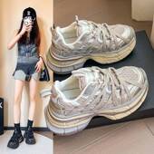 厚底老爹鞋 网面透气小个子增高百搭休闲0128r 爆款 女2026春季 新款