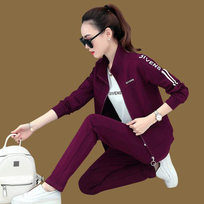 品牌运动套装女士休闲服2026年春秋新款时尚韩版大码卫衣三件套