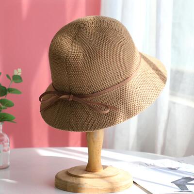 0204z春渔夫帽子女简约盆帽蝴蝶结时尚小礼帽百搭防晒遮阳帽出