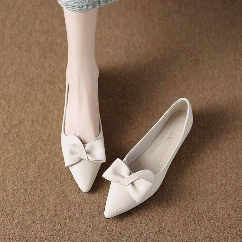 平底单鞋女款2026新款春季浅口绝美配裙子温柔风蝴蝶结女鞋0126w,女鞋,浅口单鞋,淘宝优惠券,粉丝福利购,淘宝优惠卷