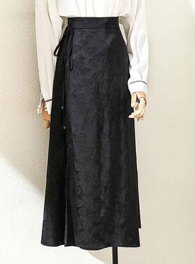 春季新款风高腰黑色中长裙2026夏新款多功能a字裙0115k