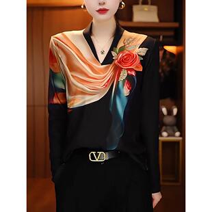 独别致显瘦V领内层衬衫 t恤2026新时尚 上衣0320z 长袖 春夏女式