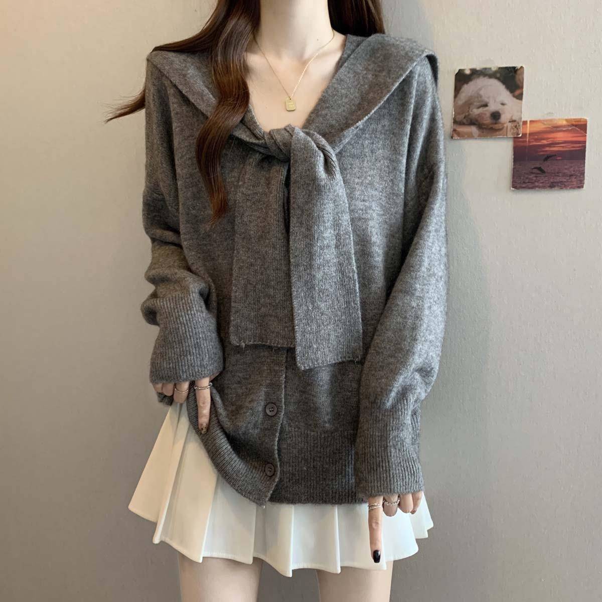 秋冬显瘦洋气针织衫女装毛衣上衣大码遮肚子披肩女胖mm宽松0928c