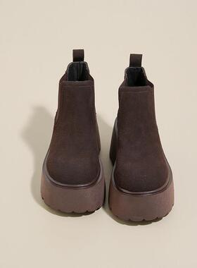 秋冬高档女短靴厚底2025新款显瘦轻便增高烟筒1226k