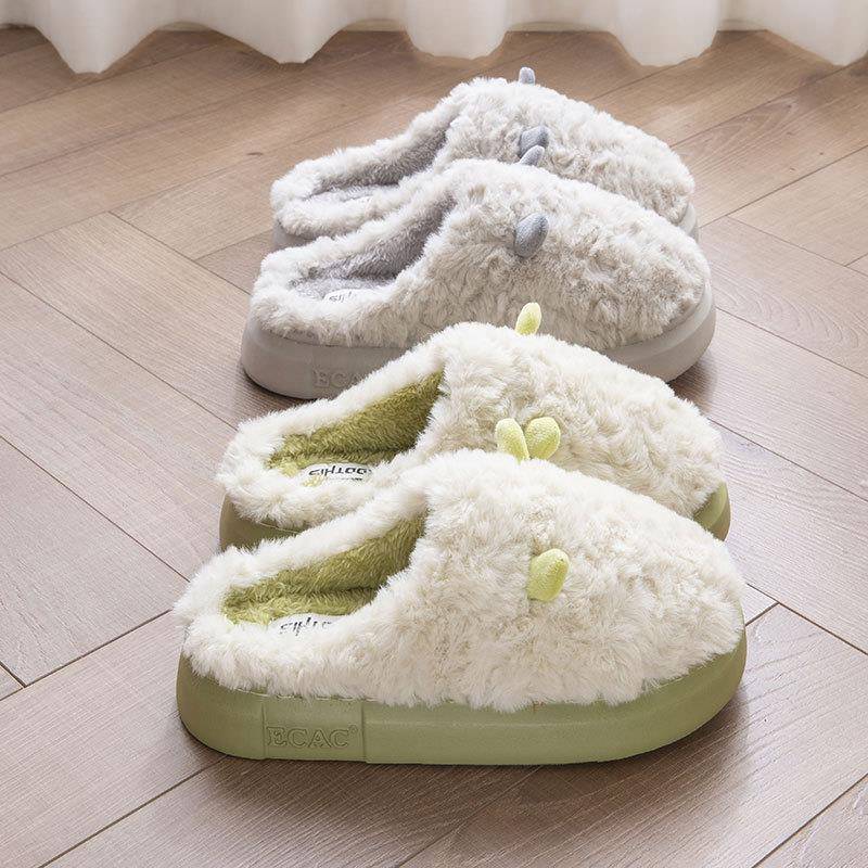 女棉拖攒单冬情侣居家加保暖防滑毛毛拖鞋拍10单发1双1031k