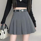 2026新款 灰色西装 半身裙女春季 休闲高腰显瘦防走光a字百褶0206r