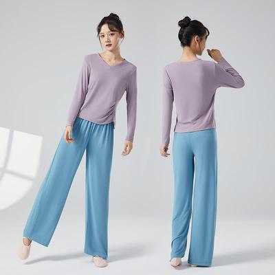 黑色舞蹈上衣艺考形体练功服基本功训练修身古典舞练功服套0621z