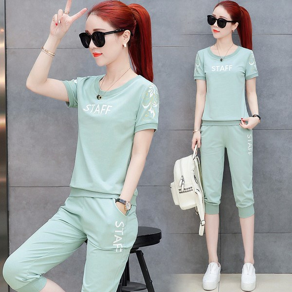 品牌休閑套裝女夏2022新款夏季大碼女裝七分褲運動女時尚寬0714g在類目 女裝/女士精品, 大碼女裝中 - 來自Buy2taobao.com提供專業的淘寶代購服務