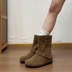 新品 靴子女2025新款 短靴博肯25秋装 秋冬时尚 两穿可翻折1225h 爆款