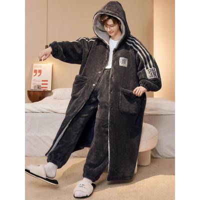 男款睡袍珊瑚绒加厚加绒冬季2025新款睡衣冬天男士家居服1111w