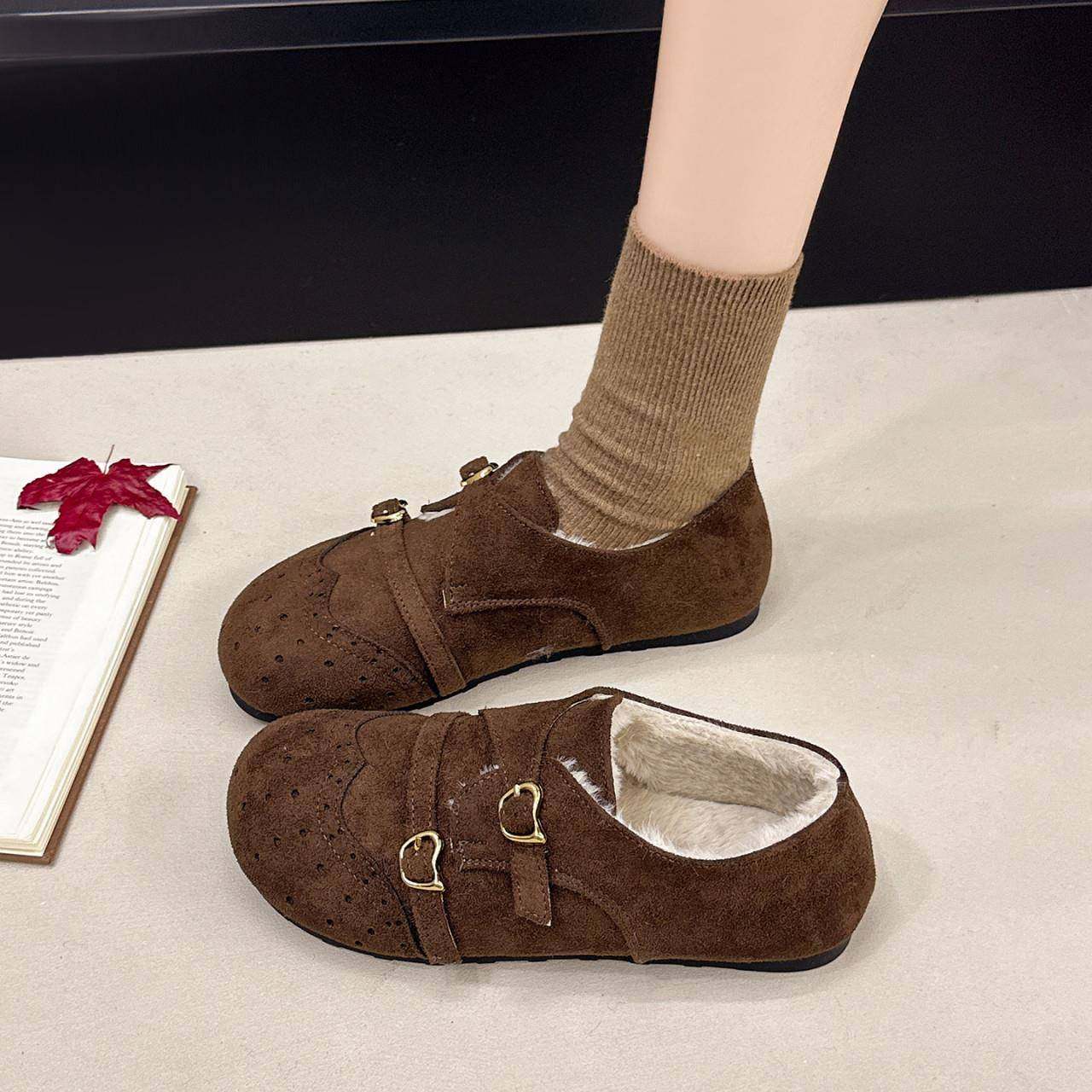 春秋反绒皮勃肯鞋女2026年平底包头一脚蹬软底金属扣装饰鞋0113z,女鞋,勃肯鞋/软木鞋,淘宝优惠券,粉丝福利购,淘宝优惠卷