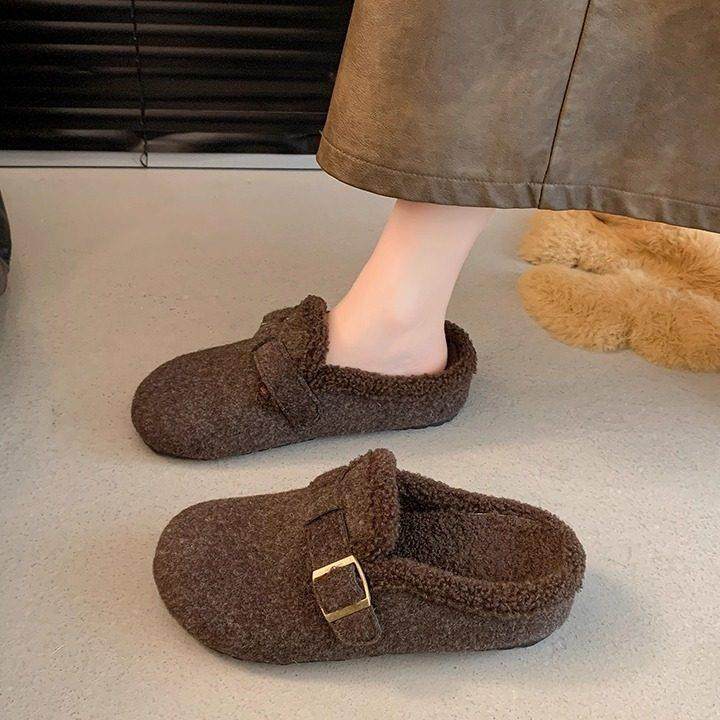春秋毛绒勃肯鞋女2026新款包头半拖鞋外穿懒人内增高毛毛鞋0113z,女鞋,勃肯鞋/软木鞋,淘宝优惠券,粉丝福利购,淘宝优惠卷