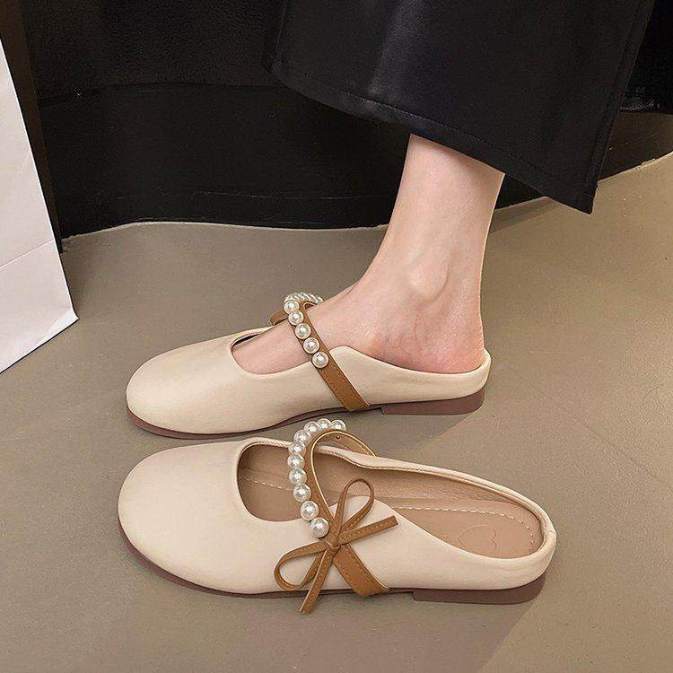 春秋格平底鞋蝴蝶结趾拖鞋的妇女外穿2026新风格的法国无跟0125z,女鞋,勃肯鞋/软木鞋,淘宝优惠券,粉丝福利购,淘宝优惠卷