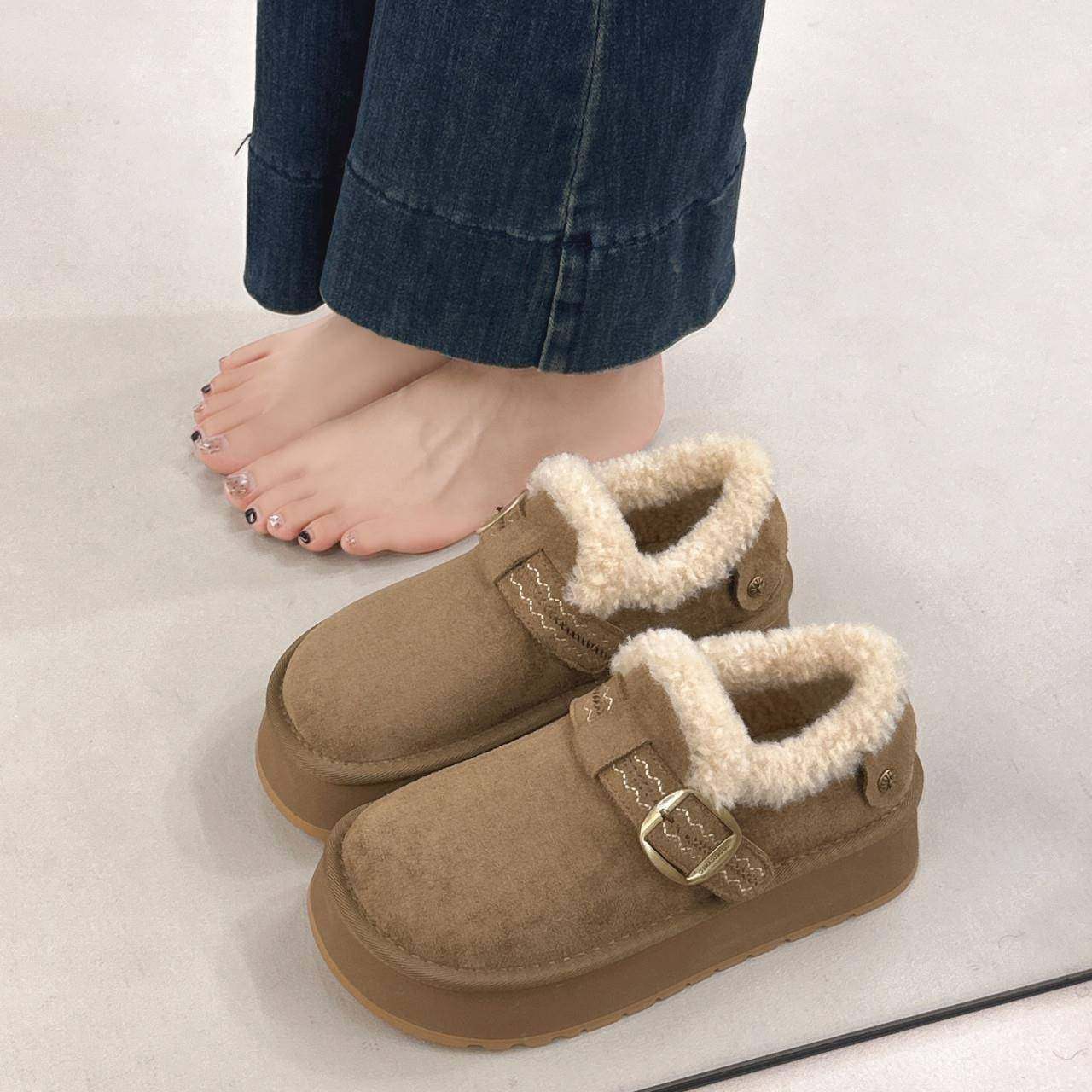 春秋松糕厚底加绒靴女2026新款加绒全包勃肯鞋毛毛鞋子0113z,女鞋,勃肯鞋/软木鞋,淘宝优惠券,粉丝福利购,淘宝优惠卷