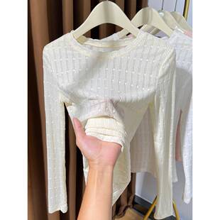 0323z 衬衫 春夏小圆领薄蕾丝底衬衫 妇女2026新软蜡网顶高底西式