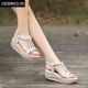 厚底水钻波西米亚罗马女鞋 GEBINDU松糕凉鞋 女夏坡跟软底摇摇鞋