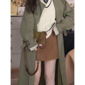 港式 覆古高端卡其布春秋季 高腰a字裙纤细小巧丝绒裙0128r