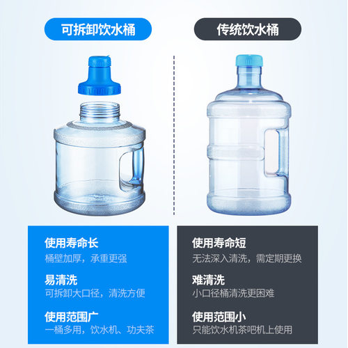 蓝色可拆洗饮水机桶装纯净水桶家用储水用矿泉水空桶食品级pc饮水