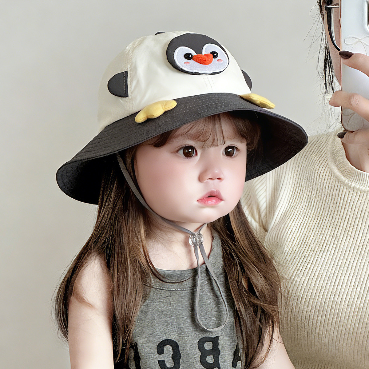 儿童帽子春秋薄款遮阳速干渔夫帽男女宝宝夏季可爱大帽檐防晒盆帽