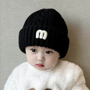 男女宝宝秋冬季保暖毛线帽子儿童护耳加厚针织帽婴幼儿防风套头帽
