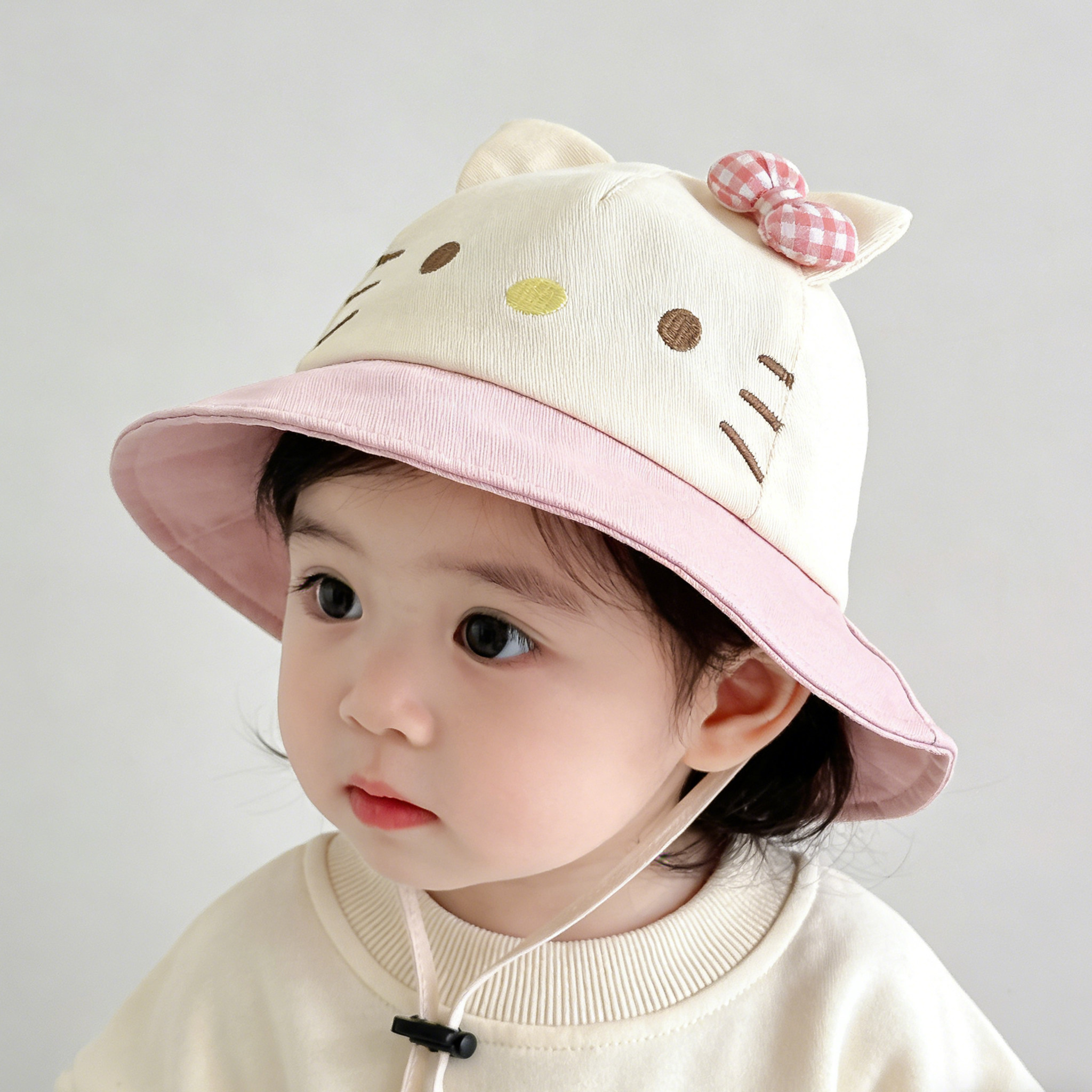 婴幼儿渔夫帽子女宝宝小月龄遮阳帽儿童春秋可爱大檐防晒帽盆帽夏