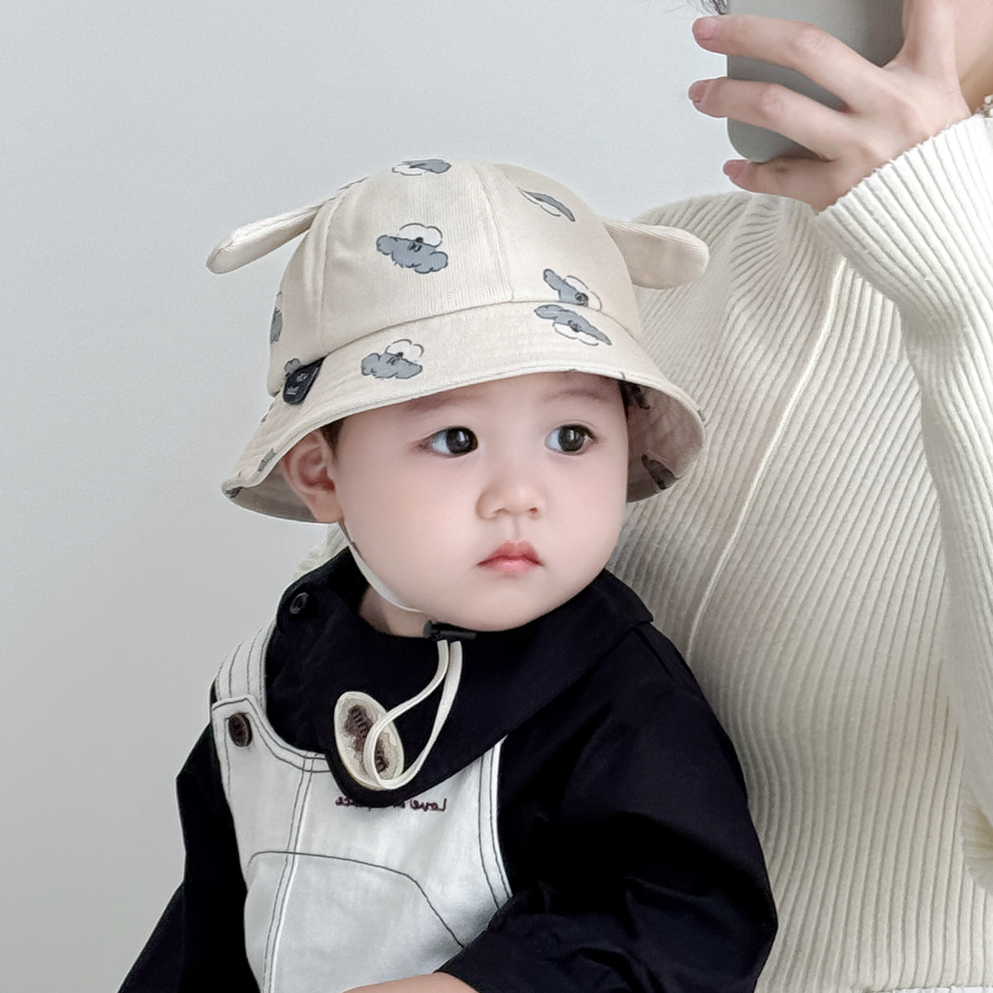 婴幼儿帽子春秋薄款男女童渔夫帽小月龄宝宝遮阳帽户外防风防晒帽