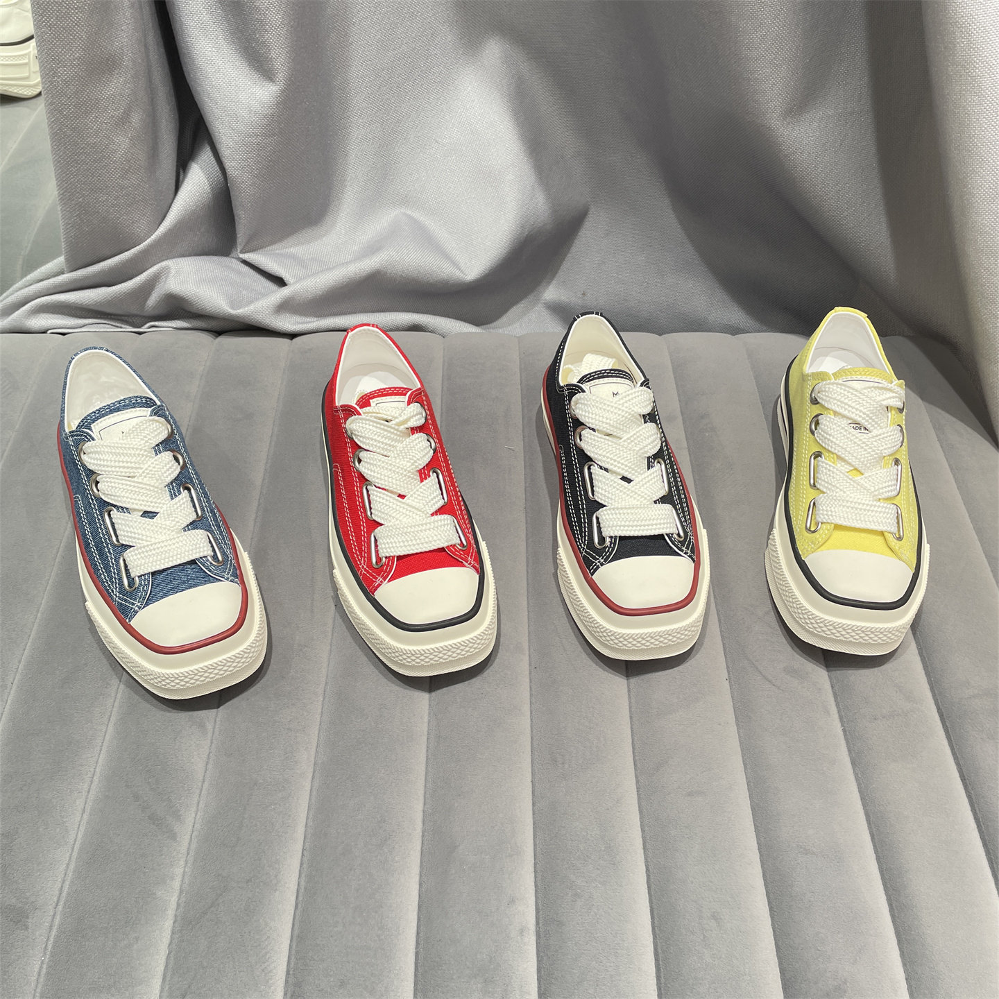 欧洲站2026春款真皮女鞋百搭时尚休闲帆布鞋方头厚底舒适平底单鞋,女鞋,帆布鞋,淘宝优惠券,粉丝福利购,淘宝优惠卷