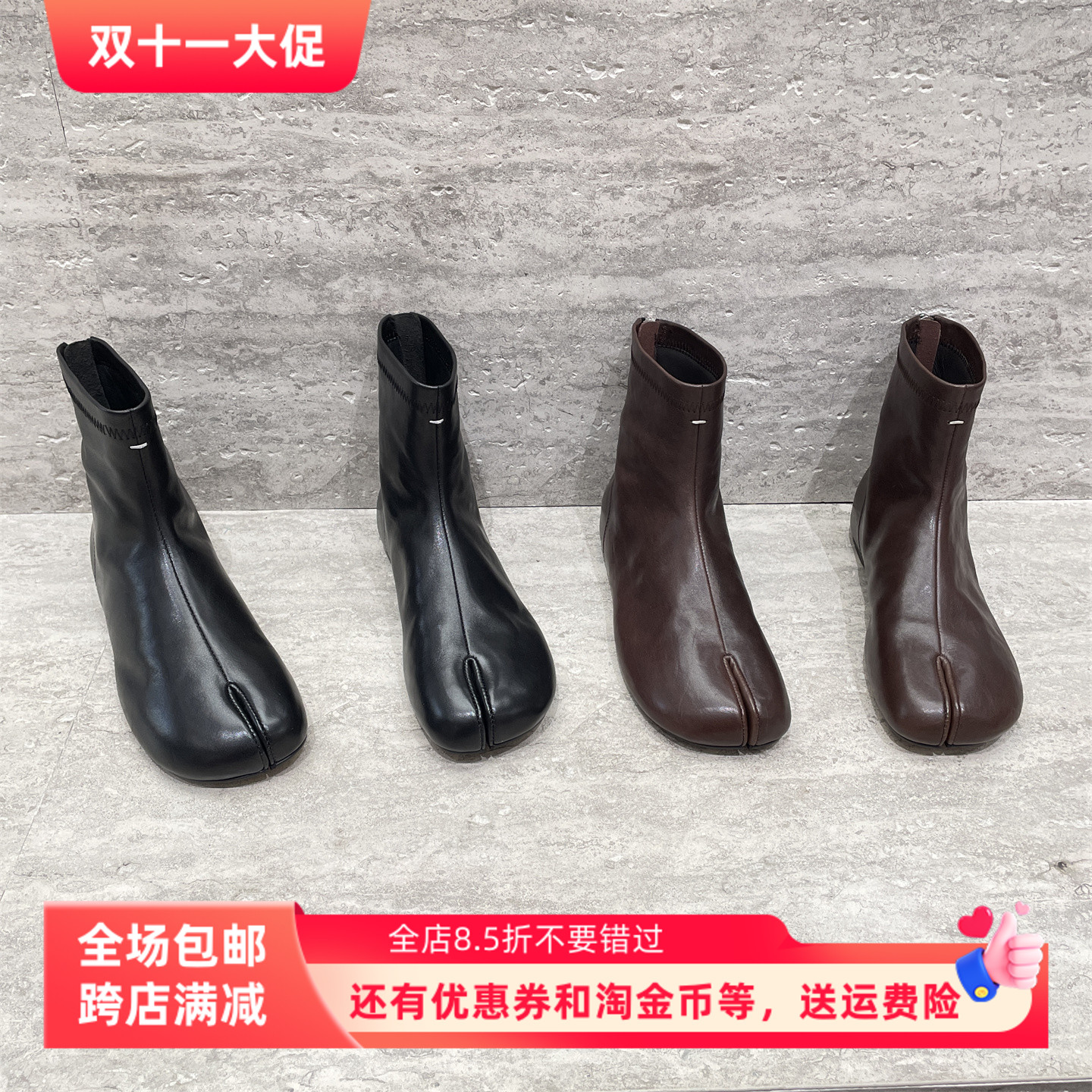 XFMD欧洲站2025秋款真皮女鞋时尚舒适软牛皮分趾低跟后拉链短靴