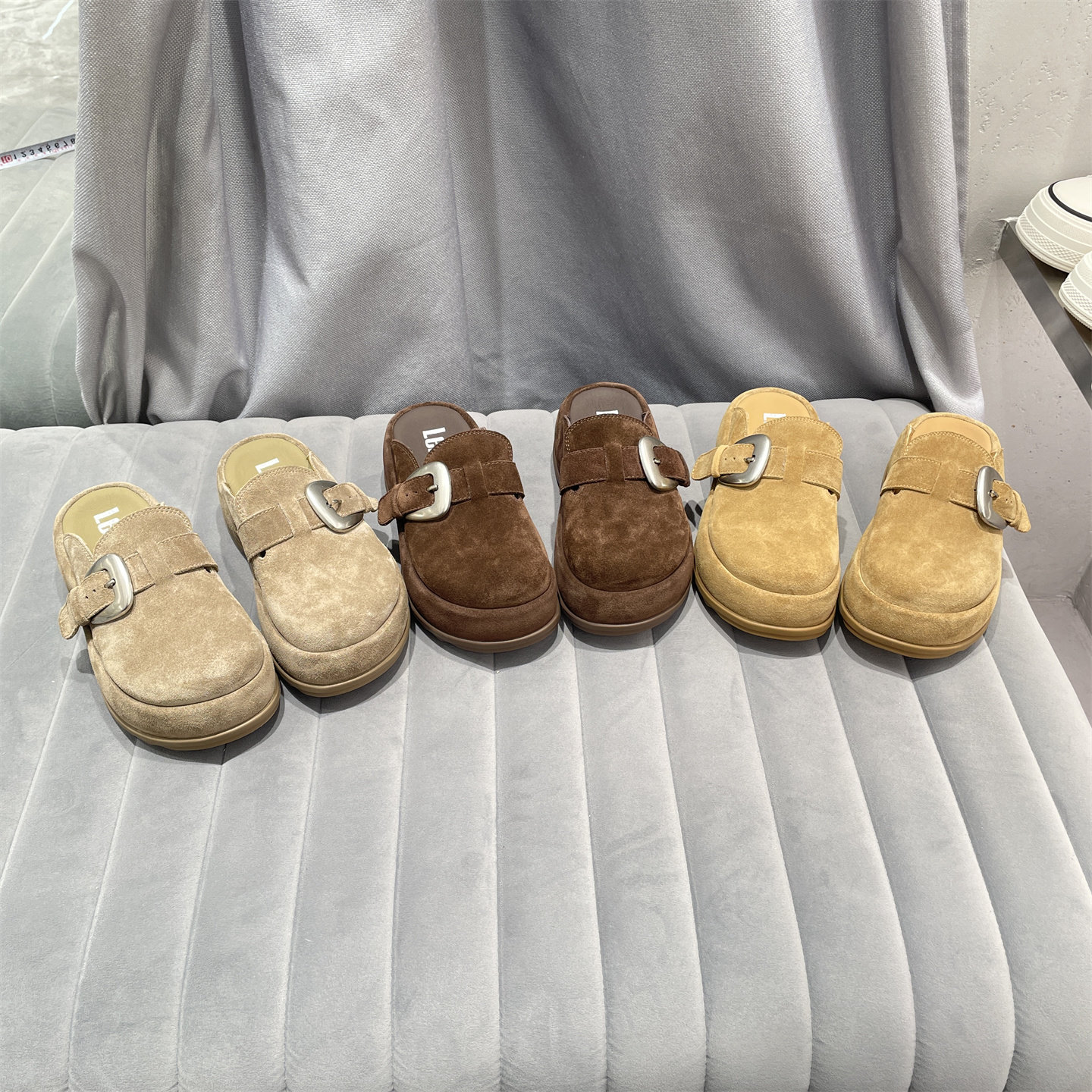 欧洲站2026春款真皮女鞋百搭时尚舒适磨砂皮包头厚底勃肯鞋拖鞋