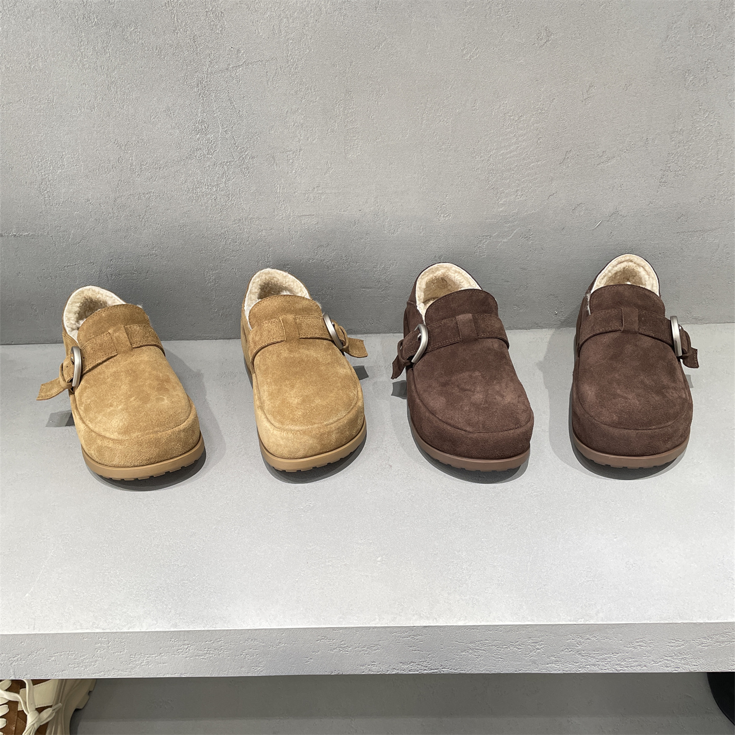 欧洲站冬款磨砂真皮羊毛勃肯鞋