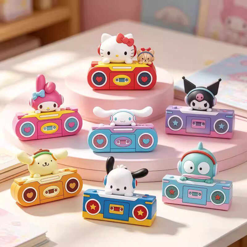 官方正版三丽鸥家族萌音小伙伴系列复古录音机盲盒可爱潮玩摆件