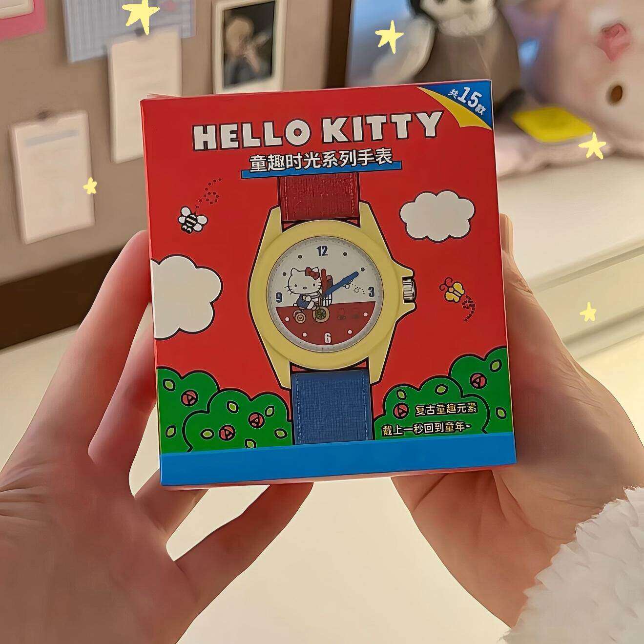 官方正版萌趣三丽鸥hellokitty童趣时光手表盲盒KT猫手表生日礼物