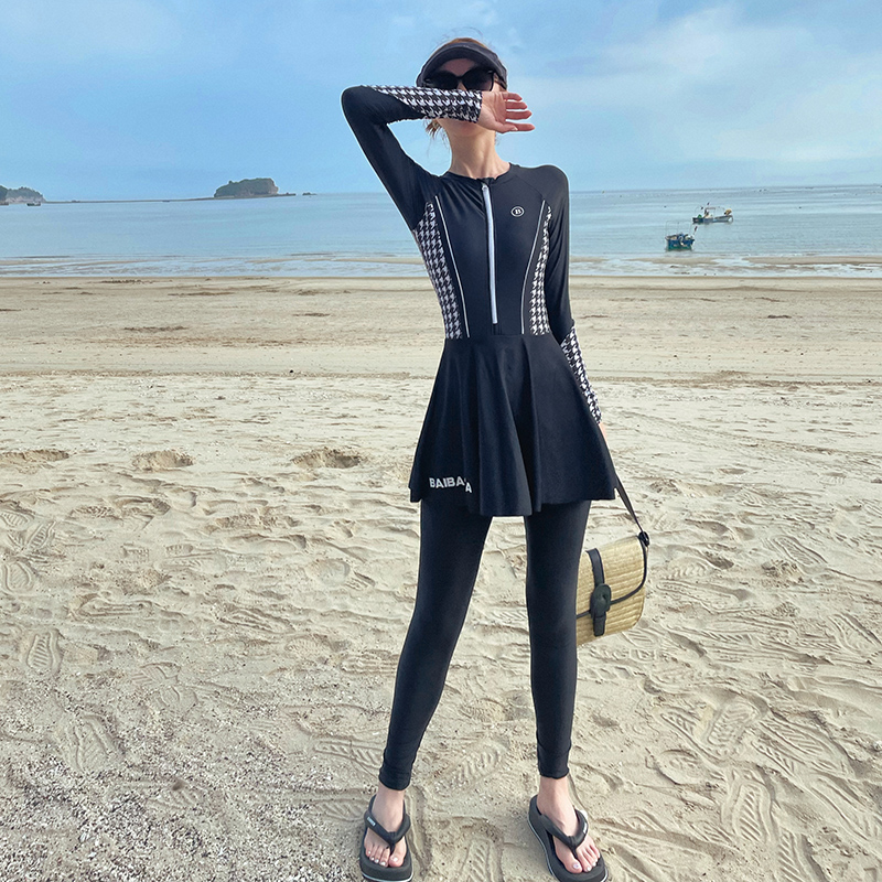 泳衣女分体长袖长裤保守防晒泡温游泳遮肚显瘦韩国新款潜水服大码