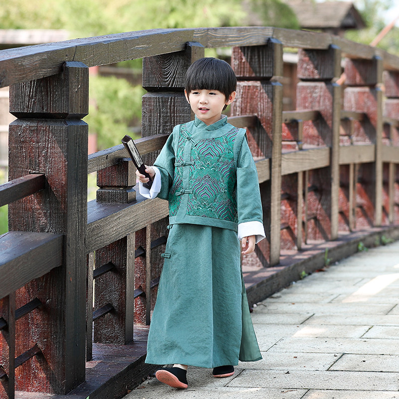 儿童相声服大褂女民国长衫长袍复古装童装唐装中国风快板演出服男