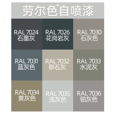 自喷漆7000松鼠灰7001银灰色RAL7035浅灰色7033水泥灰7040窗灰色