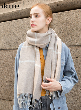 围巾羊毛冬季纯色羊绒英伦围脖